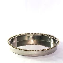 Jiallo - Stainless Steel Round tray w/twisted border 10.5" dia - Gold
