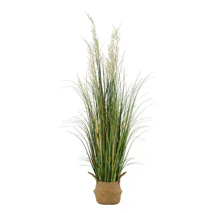 Front. VEVOR - Artificial Grass Plant, 47 inch Reed Flower Grass in Pot, Premium PVC Faux Fake Greenery Shrubs Plant for Indoor Outdoor - Green.
