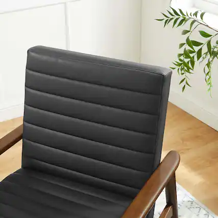 Front. Modway - Jensen Vegan Leather Accent Chair by Modway - Walnut Black.