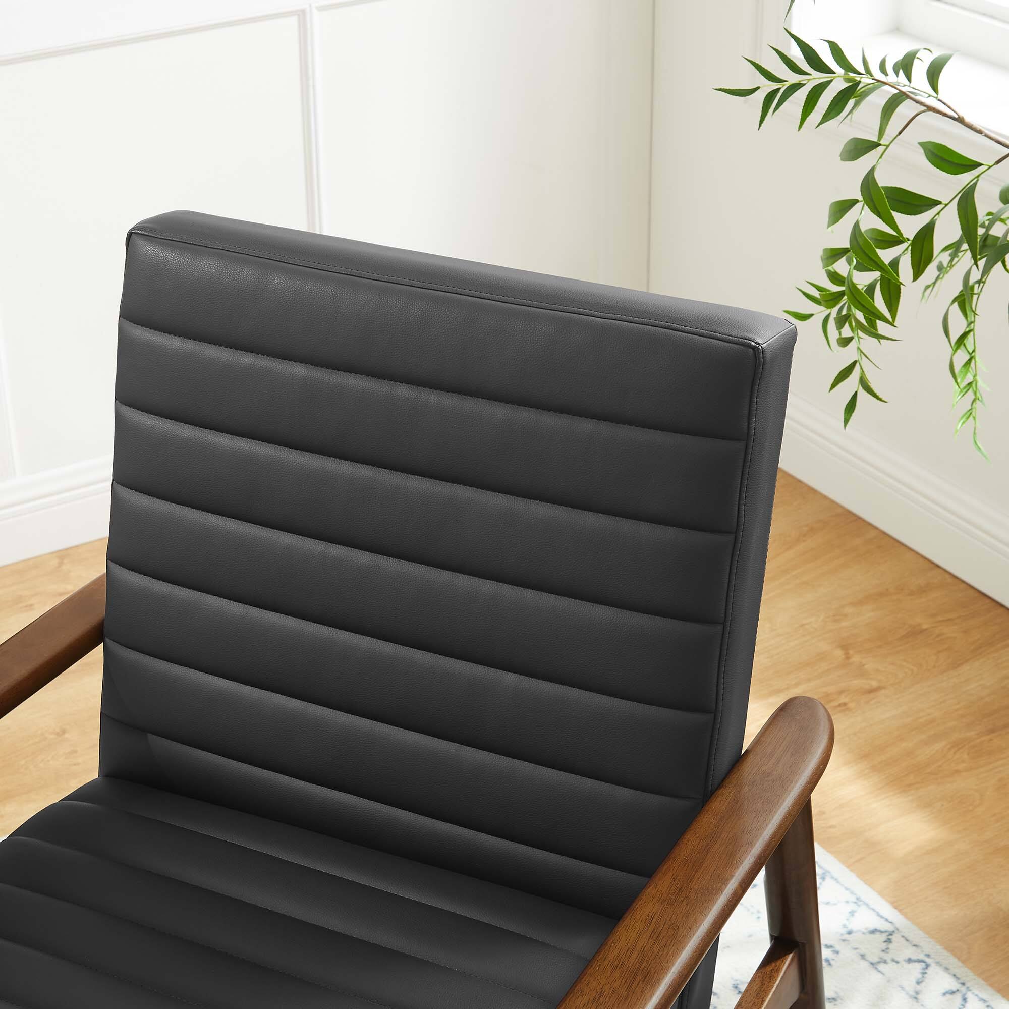 Front. Modway - Jensen Vegan Leather Accent Chair by Modway - Walnut Black.