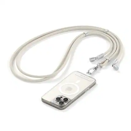 Front. Satechi - OnTheGo USB-C Lanyard Cable - 60W Fast Charging, 480Mbps, Built-in Crossbody Strap, 1.5m Braided USB-C to USB-C - Sand.
