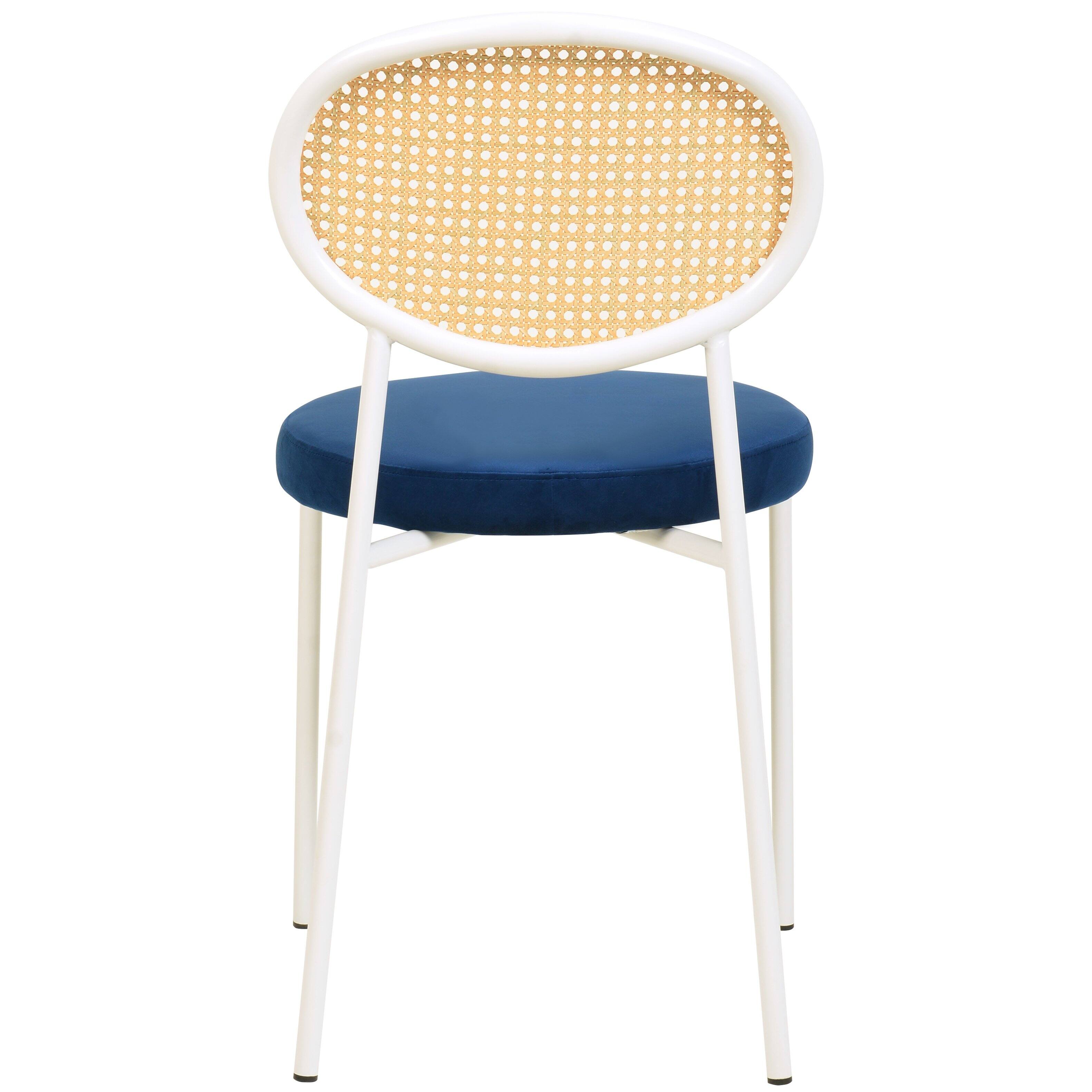 Alt View 4. LeisureMod - Euston 2-PCS Contemporary Accent Dining Chair with Velvet Cushion Seat & Rust-Resistant Metal Frame - Navy Blue.