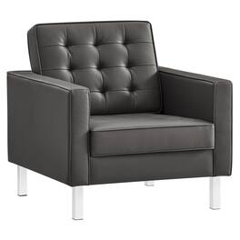 Loft Tufted Vegan Leather Armchair by Modway - Gray