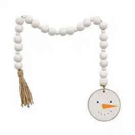 BreeBe - Snowman Head Ornament Beaded Garland - White