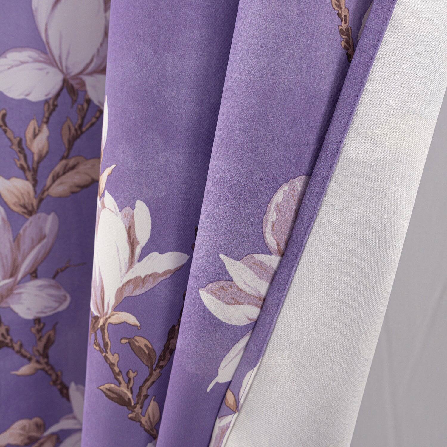 Alt View 1. Olivia Gray - Olivia Gray 100% Polyester 200 GSM Blossom Printed Blackout Grommet Curtain Panel 54" x 84" Lilac - Lilac.