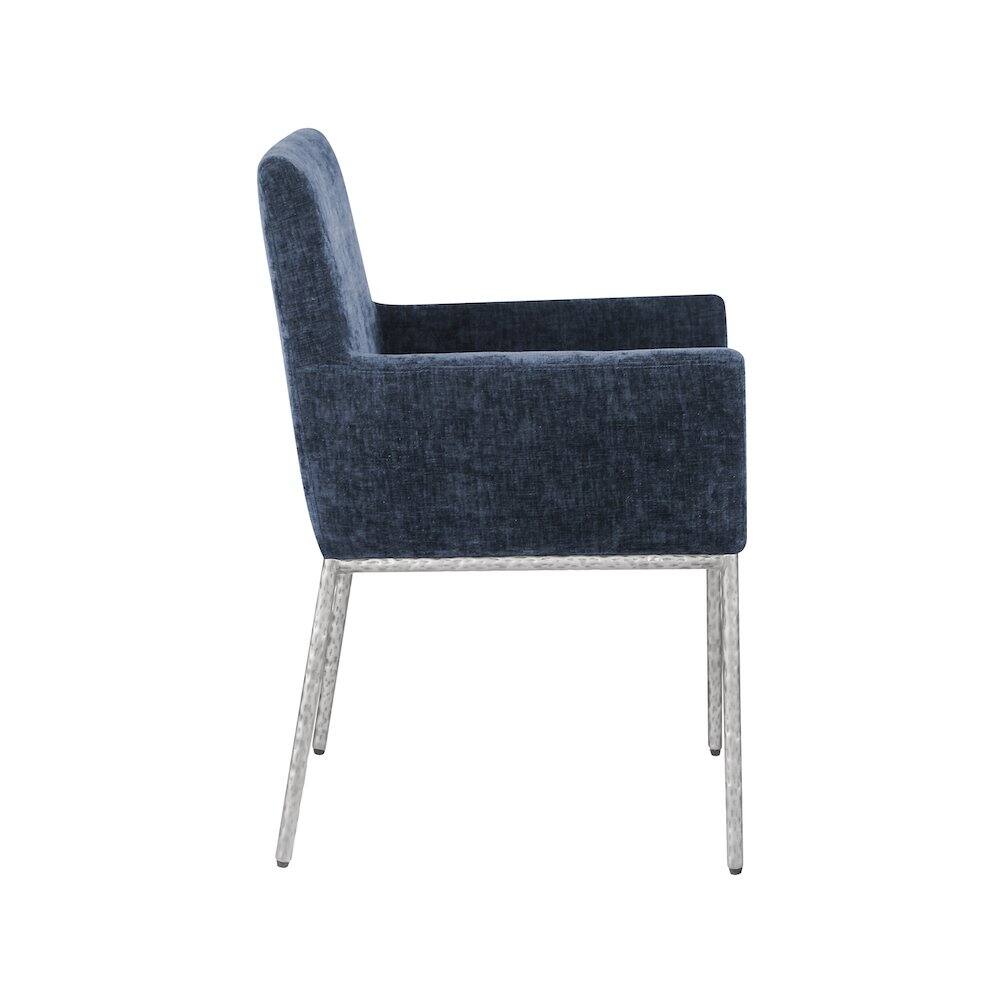 Alt View 3. Meridian Furniture - Reeves Navy Chenille Fabric Dining Chair, Set of 2 - Blue.
