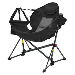 Ainfox - Oversized Camping Folding Chair, Portable Heavy Duty Swing Chair Hammock - Black