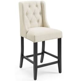 Baronet Tufted Button Upholstered Fabric Counter Stool by Modway - Brown