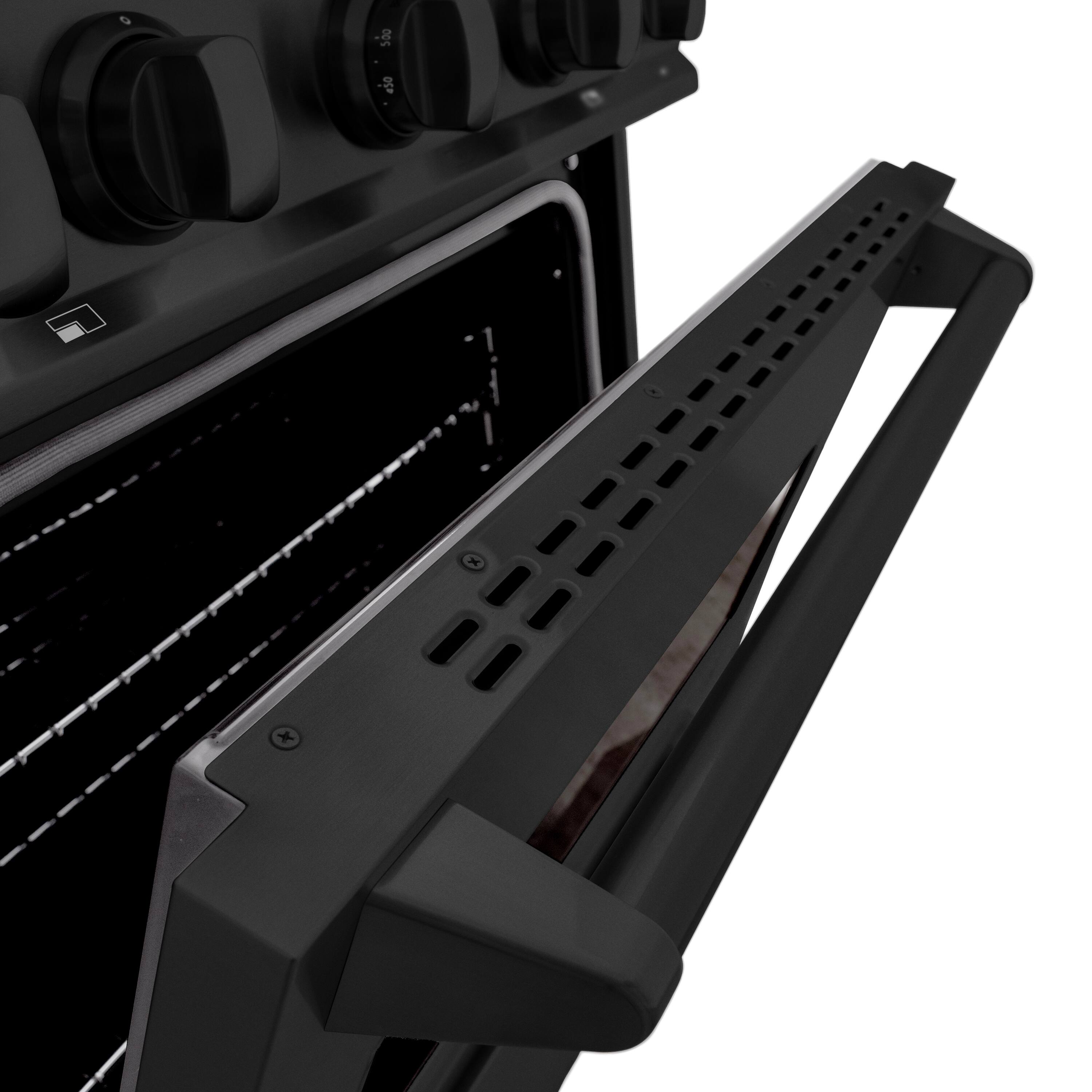 Alt View 12. ZLINE - ZLINE 30" Classic Dual Fuel Black Stainless Convection Oven Range w/ 4 Brass Burners (CDRB-BR-30) - Black Stainless Steel.