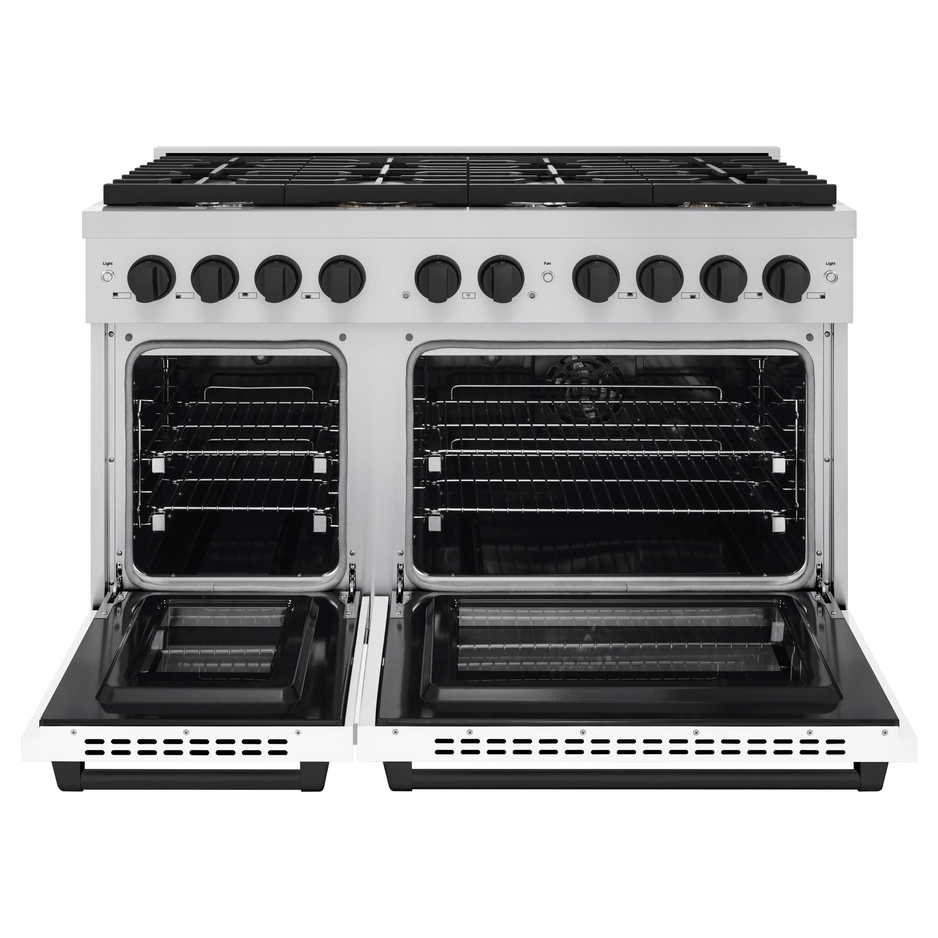 Angle. ZLINE - ZLINE Autograph 48" Paramount Double Oven Dual Fuel Range with White and Black Accents (SDRZ-WM-48-MB) - White.