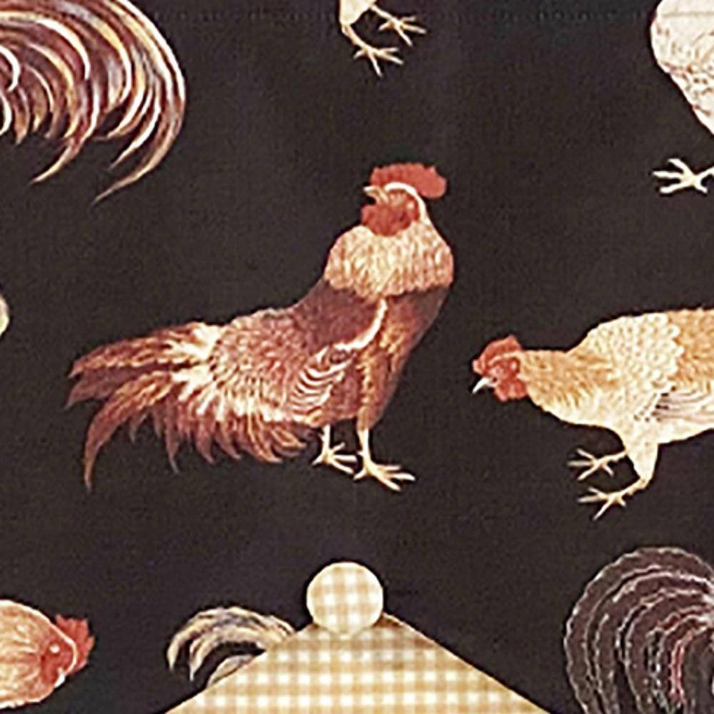 Left. RLF Home - RLF Home Cockadoodle Petticoat 3"Rod Pocket Window Valance 50" x 15" Black - Black.