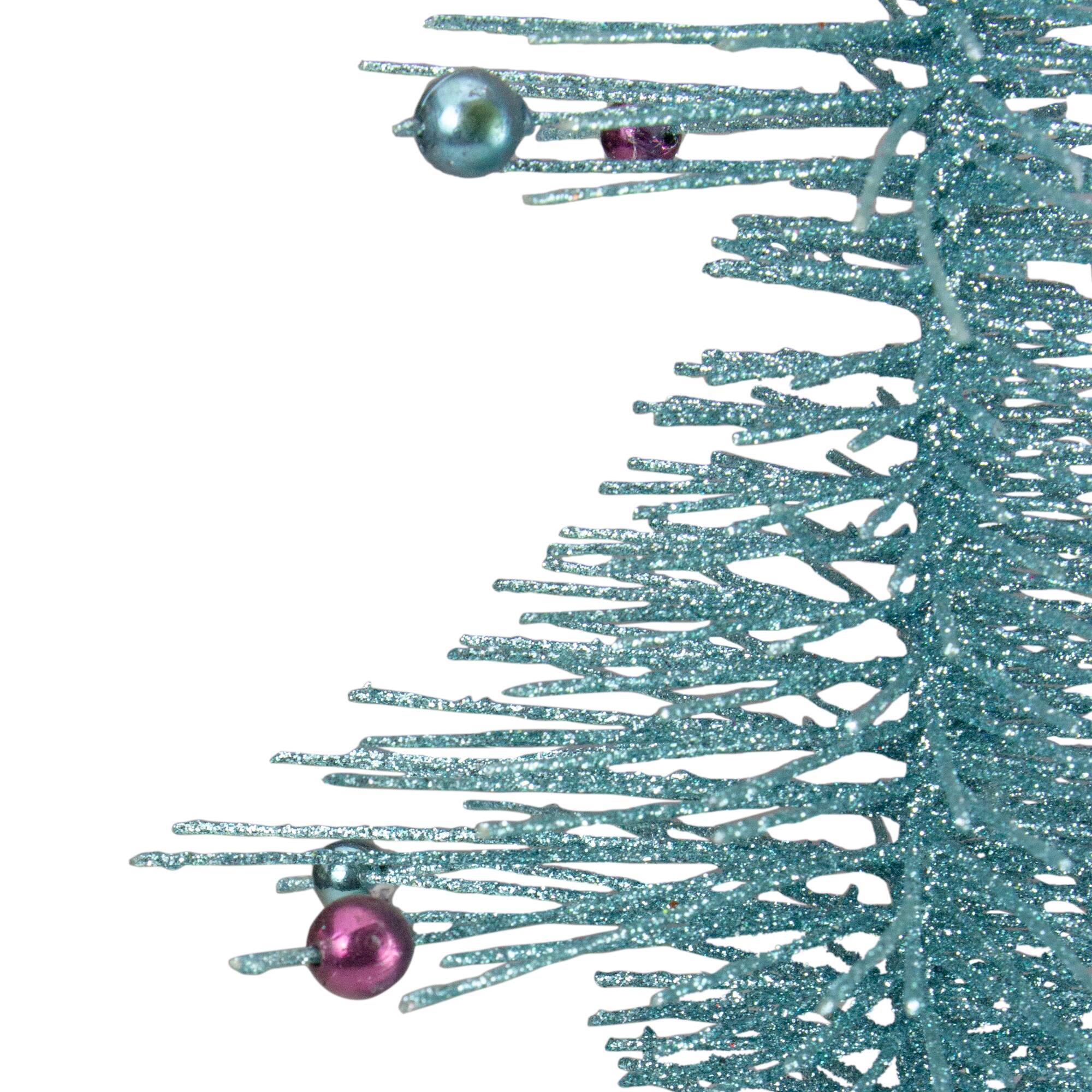 Alt View 2. Allstate - 16" Whimsical Turquoise Glittered Spike Table Tree - Unlit - Blue.