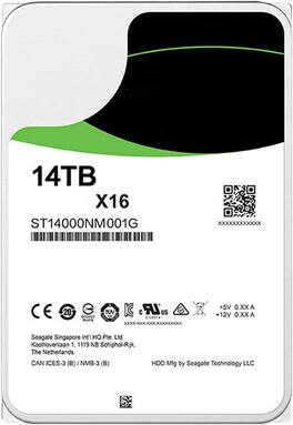 Seagate - Exos X16 ST14000NM001G 14TB 7200 RPM 256MB Cache SATA 6.0Gb/s 3.5" Hard Drive, 512E OEM