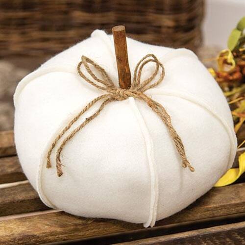 Angle. BreeBe - *Fleece Stuffed Pumpkin 8" - White.
