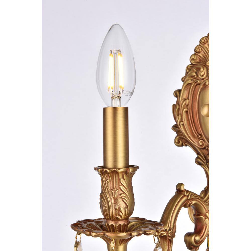 Alt View 3. Elegant Lighting - Monarch 1 light French Gold Wall Sconce Golden Teak (Smoky) Royal Cut Crystal - French Gold.