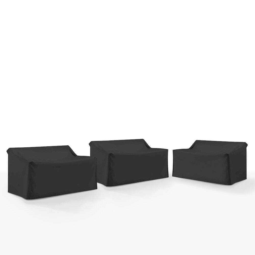 Alt View 2. Crosley Furniture - 3Pc Outdoor Sectional Furniture Cover Set - 3 Loveseats - Black.