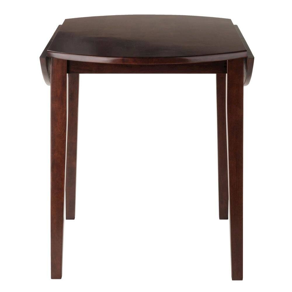 Back. FurniFact - Walnut Small Round Drop Leaf Table – Foldable Dining Table for Spaces - Walnut.