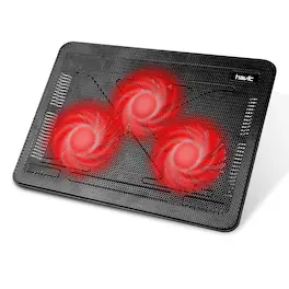 HongFei - Havit HV-F2056 15.6-17 Inch Laptop Cooler Cooling Pad - Slim Portable USB Powered (3 Fans) - Black+Red