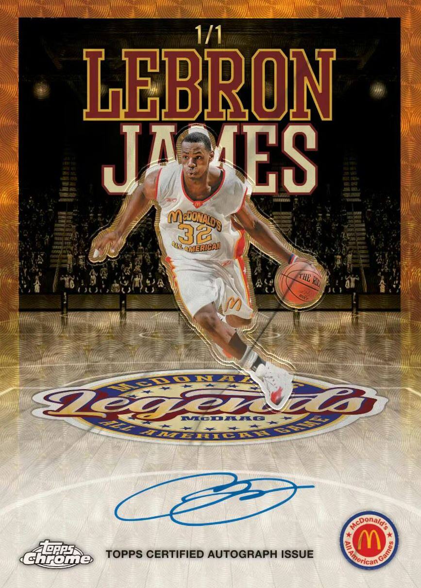 1/1 LEBRON JAMES  
McDONALD'S 32 ALL AMERICAN  
THE KID ROCK  
TOPPS CERTIFIED AUTOGRAPH ISSUE  
Chrome McDonald's All American Games