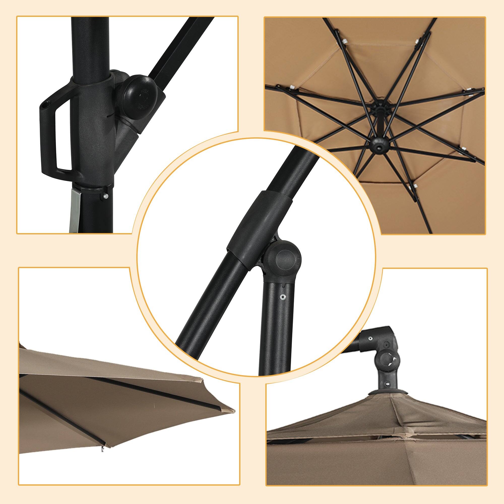 Alt View 7. Boyel Living - 10 FT Outdoor Cantilever Patio Umbrella Waterproof UV Resistant with Solar LED - Tan.