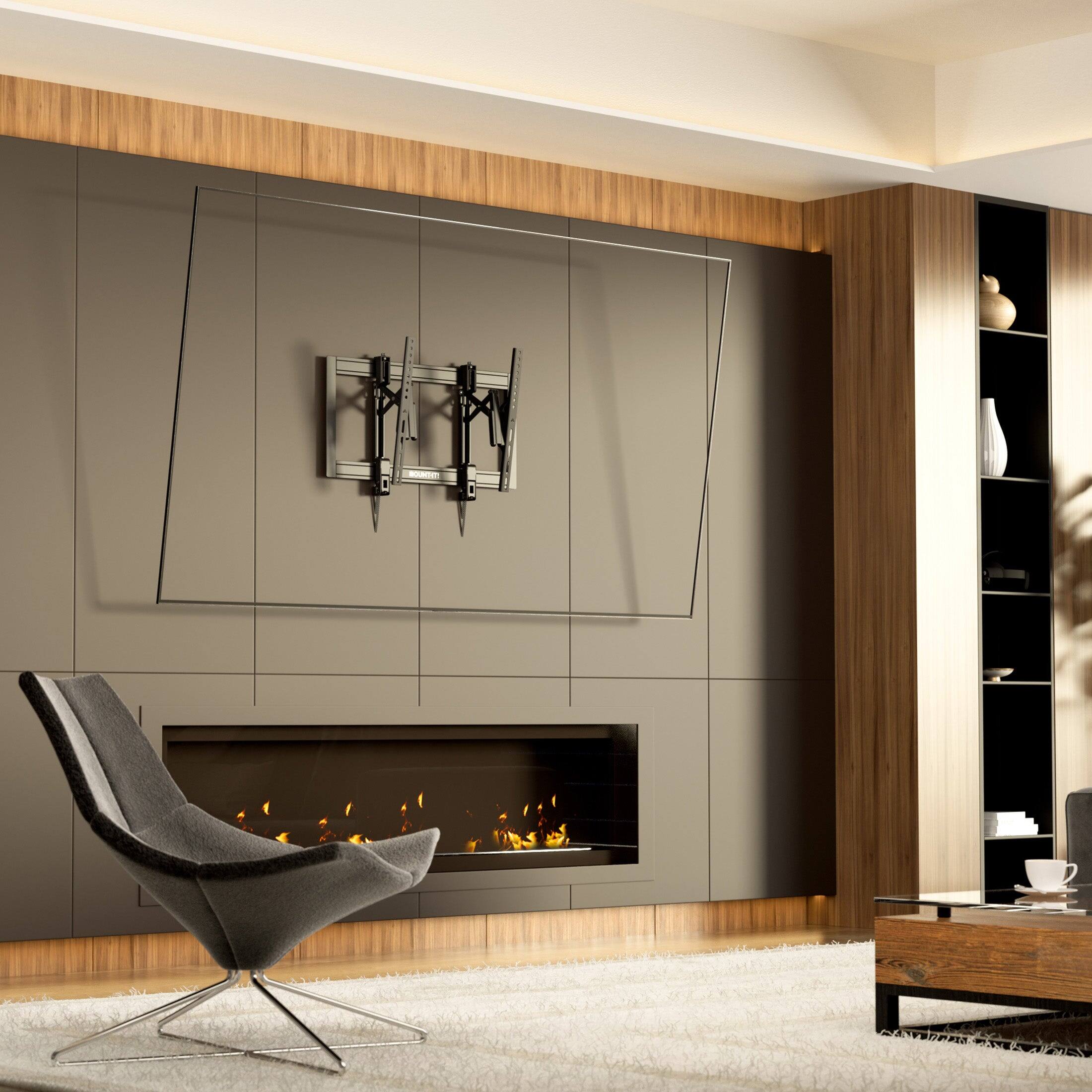 Angle. Mount-It! - Heavy-Duty Advanced Tilt TV Wall Mount for 37” – 90” TVs, Black - Black.