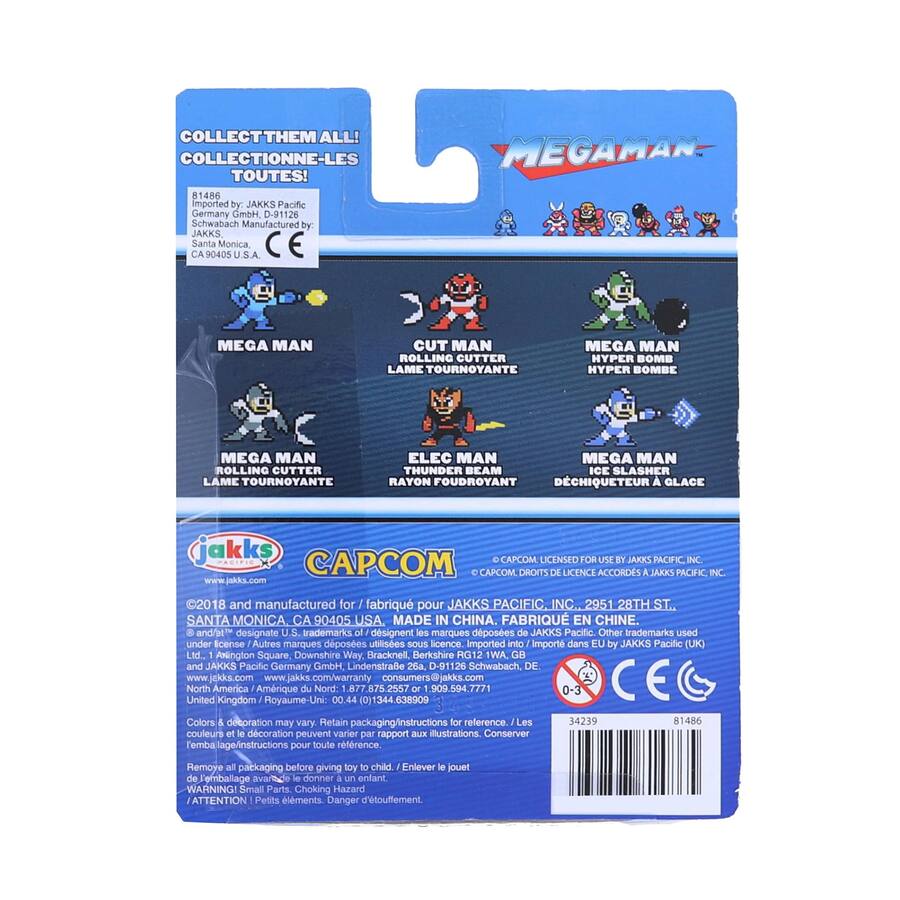 Jakks Pacific Mega Man 8 Bit Figure | Mega Man w/ Rolling Cutter Blue ...