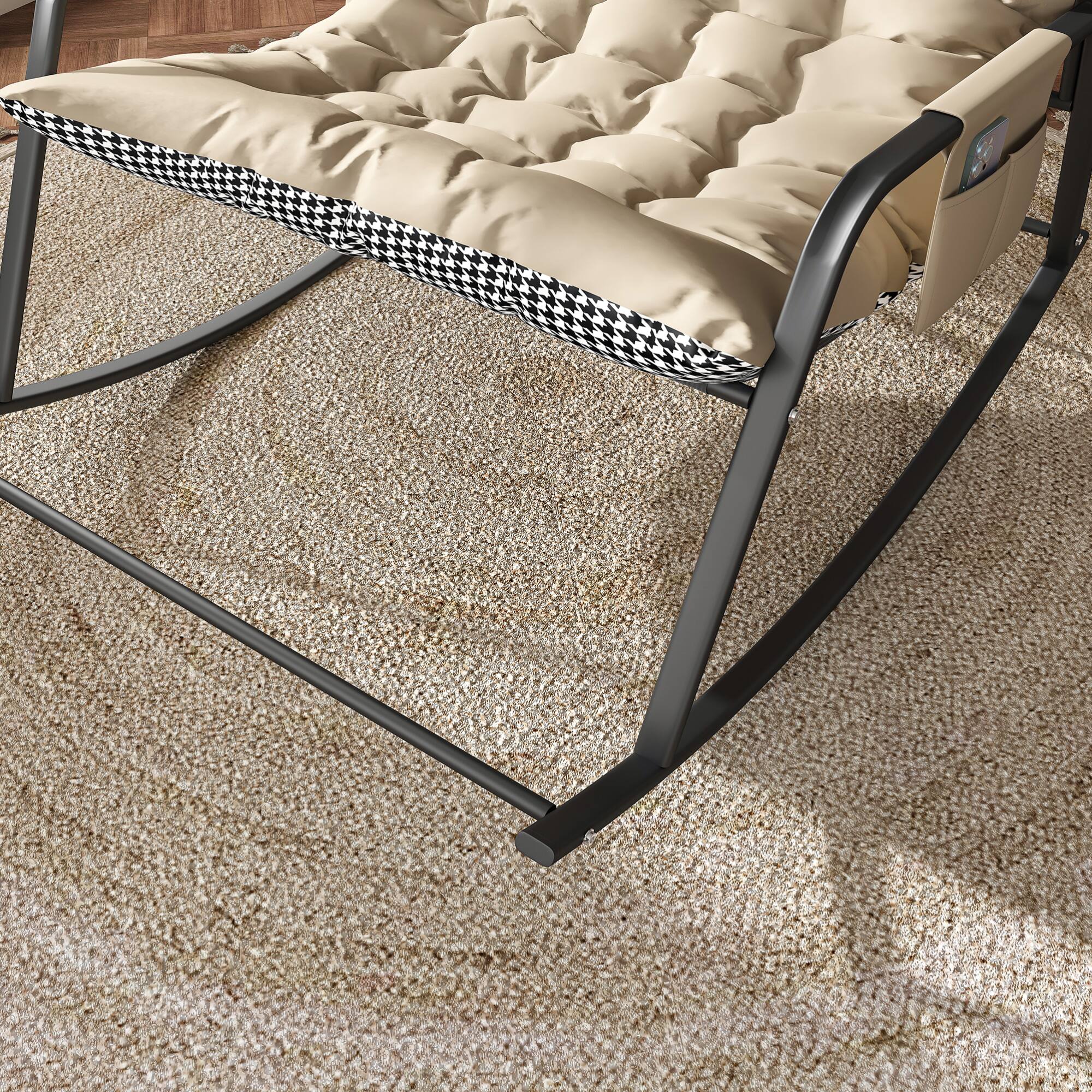 Alt View 4. GOODSILO - Comfortable Rocking Lounge Chair with Storage and Ergonomic Design for Indoor and Outdoor Use - Off White.