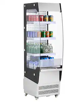 VEVOR - Open Air Merchandiser, 3-Tier Shelving Commercial Refrigerator, Grab and Go Display Cooler Refrigerator with Air Curtain - Silver,Black