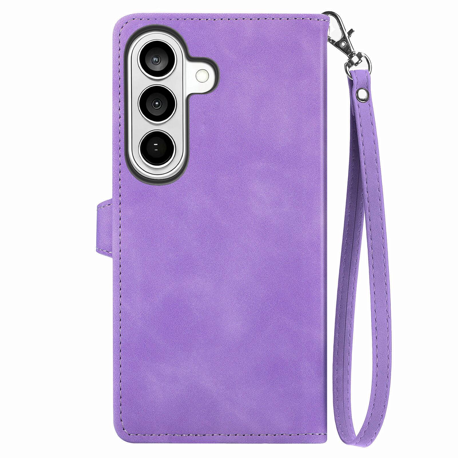 Alt View 1. Dteck - Wallet Case with Zipper Pocket + Stand for Samsung Galaxy S26,Protective Folio Cover with 6 Card Slots & Wrist Strap - Purple.