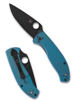 Spyderco - Tenacious Steel Blade Foldable Pocket Knife, Black Blade, Blue Handle