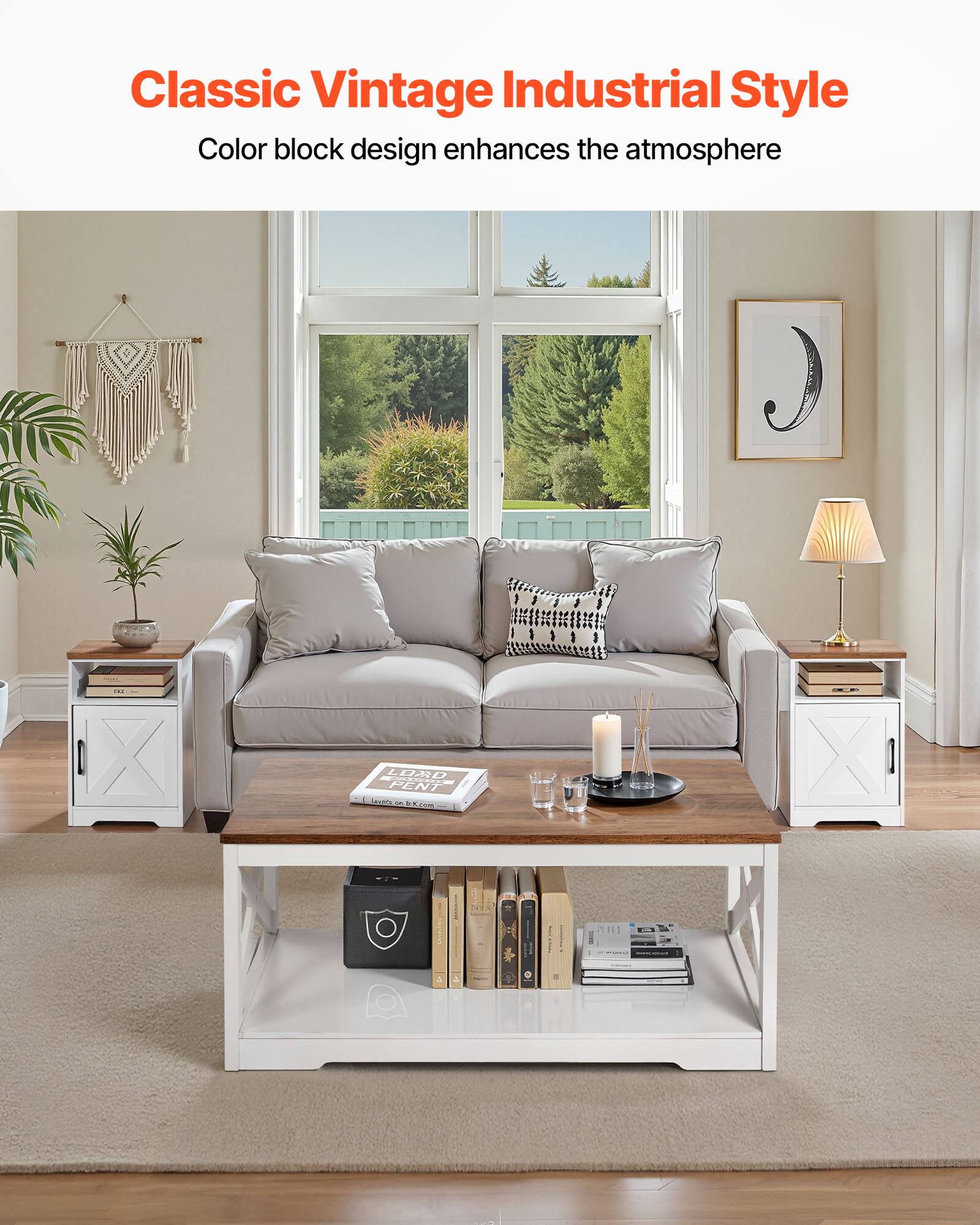 Classic Vintage Industrial Style
Color block design enhances the atmosphere