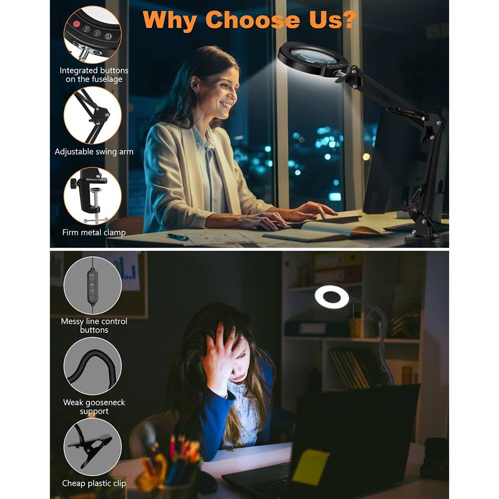 Why Choose Us?

- Integrated buttons on the fuselage
- Adjustable swing arm
- Firm metal clamp

Messy line control buttons
Weak goose neck support
Cheap plastic clip