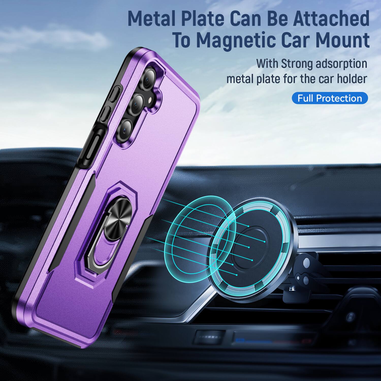 Metal Plate Can Be Attached To Magnetic Car Mount

With Strong adsorption metal plate for the car holder

Full Protection