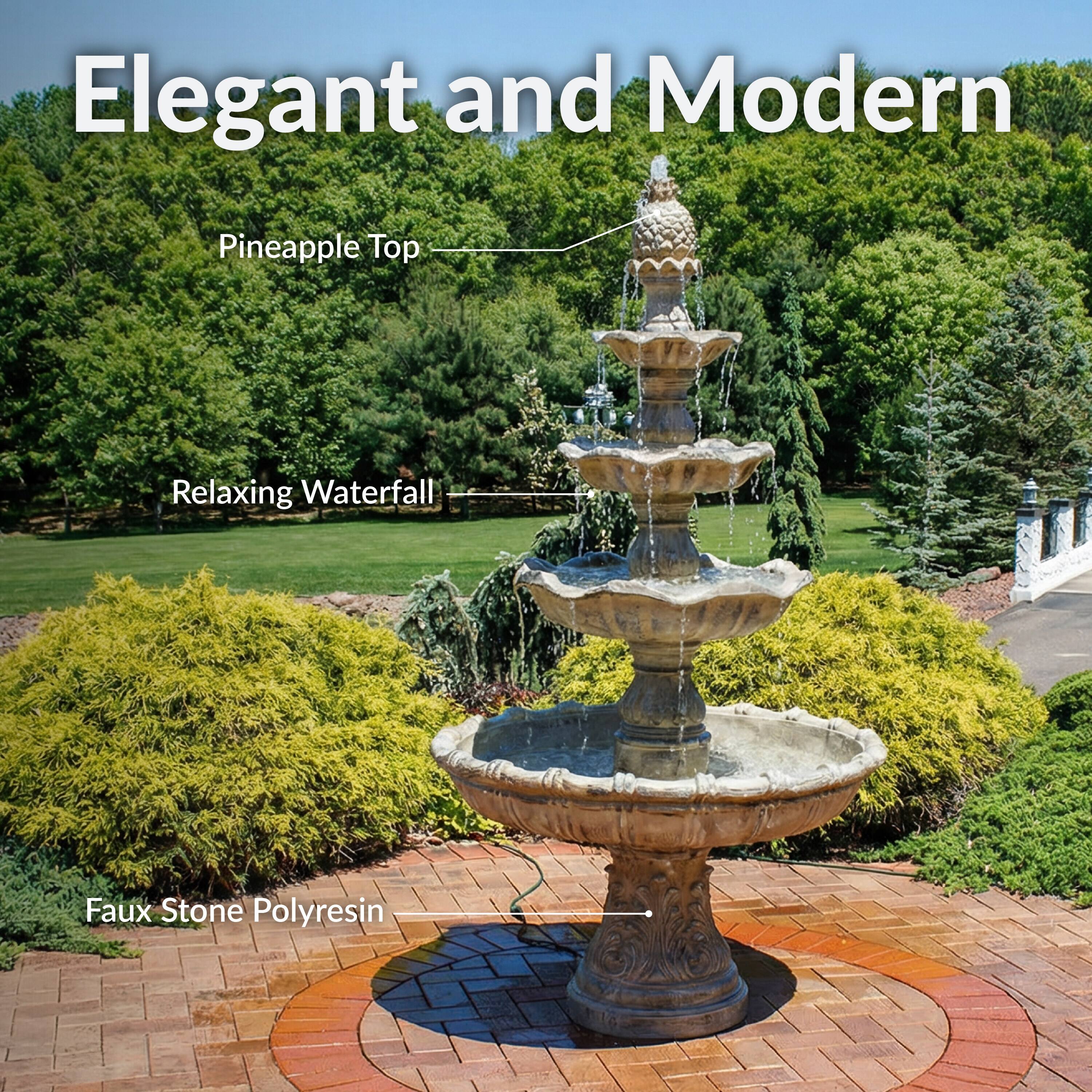 Elegant and Modern

- Pineapple Top
- Relaxing Waterfall
- Faux Stone Polyresin