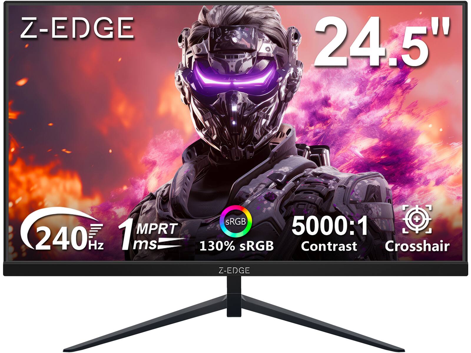 Z Z-Edge - 24.5" 1080P Full HD Flat Panel Gaming Monitor, 240Hz, 1ms (MPRT), 350cd/m², FreeSync Compatible - Black
