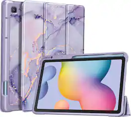 Fintie - Slim Case for Samsung Galaxy Tab S6 Lite 10.4 Inch 2024/2022/2020, Viewing & Typing Angles Stand Soft TPU Back Cover - Lilac Marble