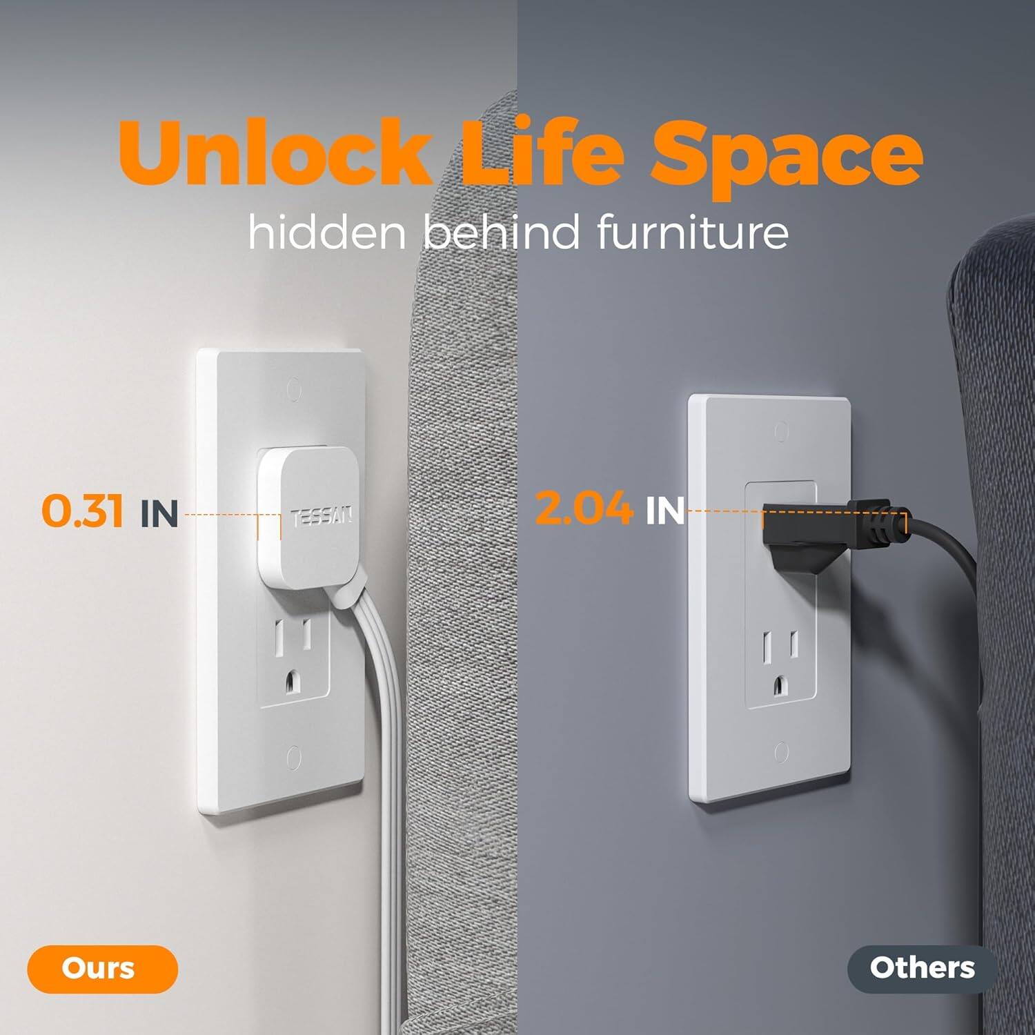Unlock Life Space  
hidden behind furniture  

0.31 IN  
Ours  

2.04 IN  
Others