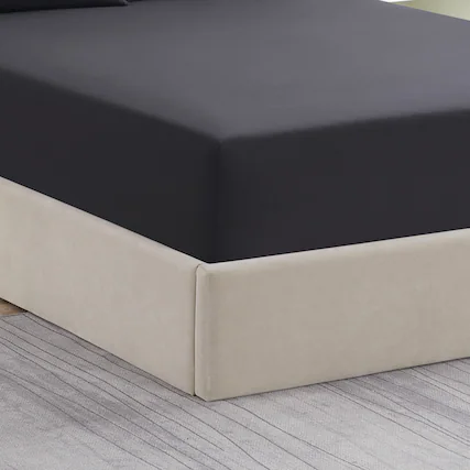 Front. Sweet Home Collection - Solid Flannel Fitted Sheet, Bottom Sheets with Built in Sheet Straps, Queen - Black.