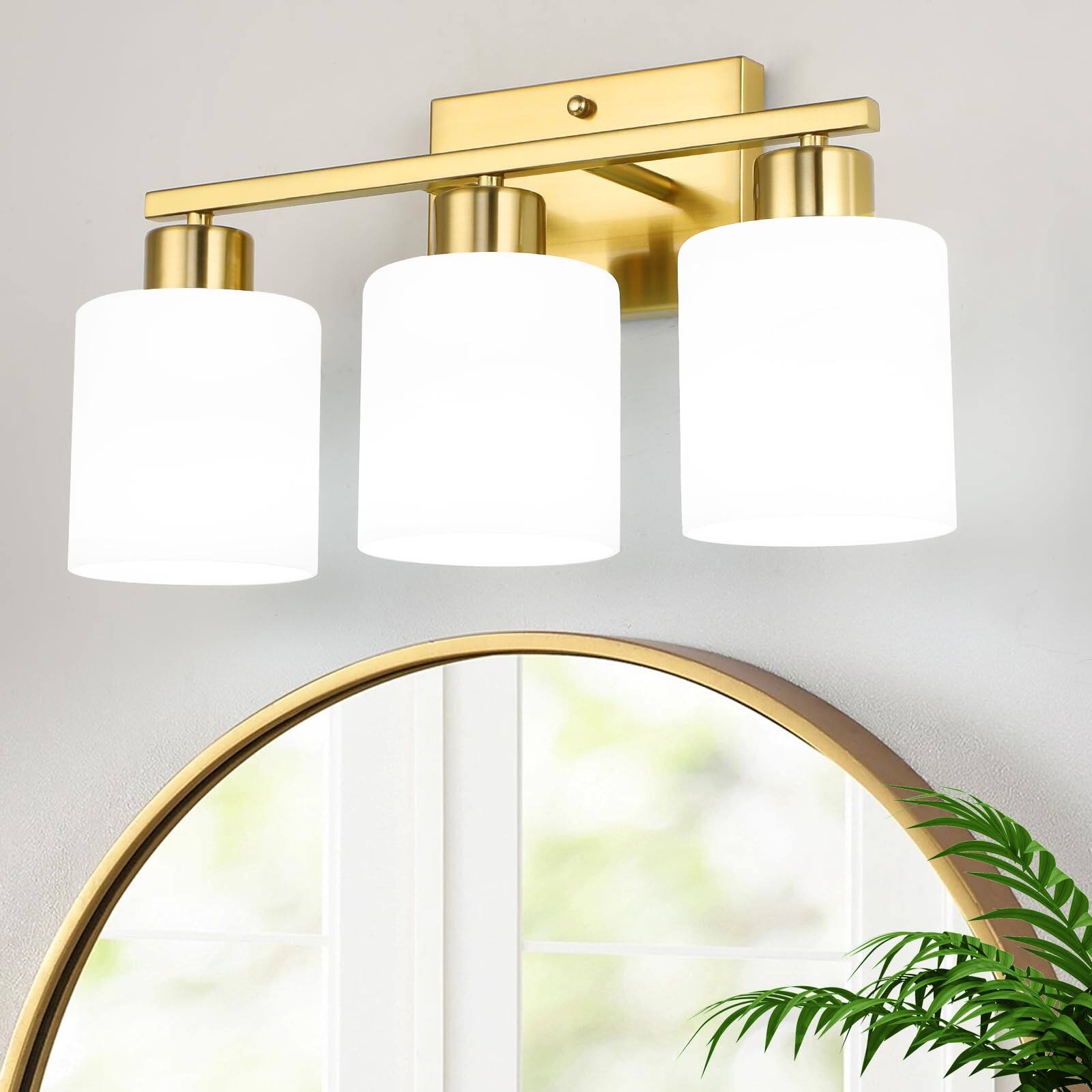 Empire DigiLabs Bathroom Light Fixtures Over Mirror 2 Vanity With Milky ...