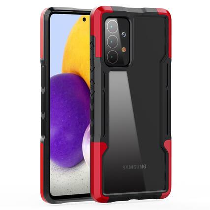Front. Reiko - Shockproof Excellent Grip With Silky Feeling For Samsung Galaxy A72 5G In Red - Red.
