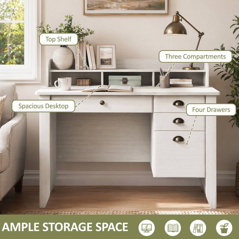 Top Shelf IJN Spacious Desktop Three Compartments Tu0UO Four Drawers AMPLE STORAGE SPACE