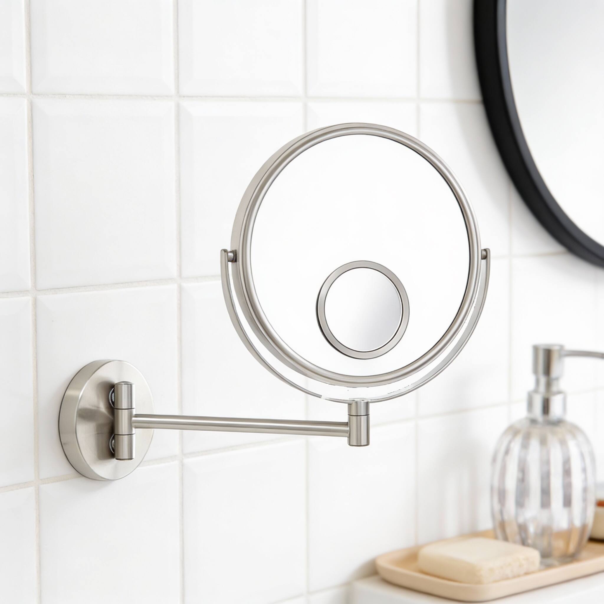 Alt View 2. METALTON - Wall Mount Mirror For Bathroom Makeup With Magnification And Spot Finish Model Jpn - Default.