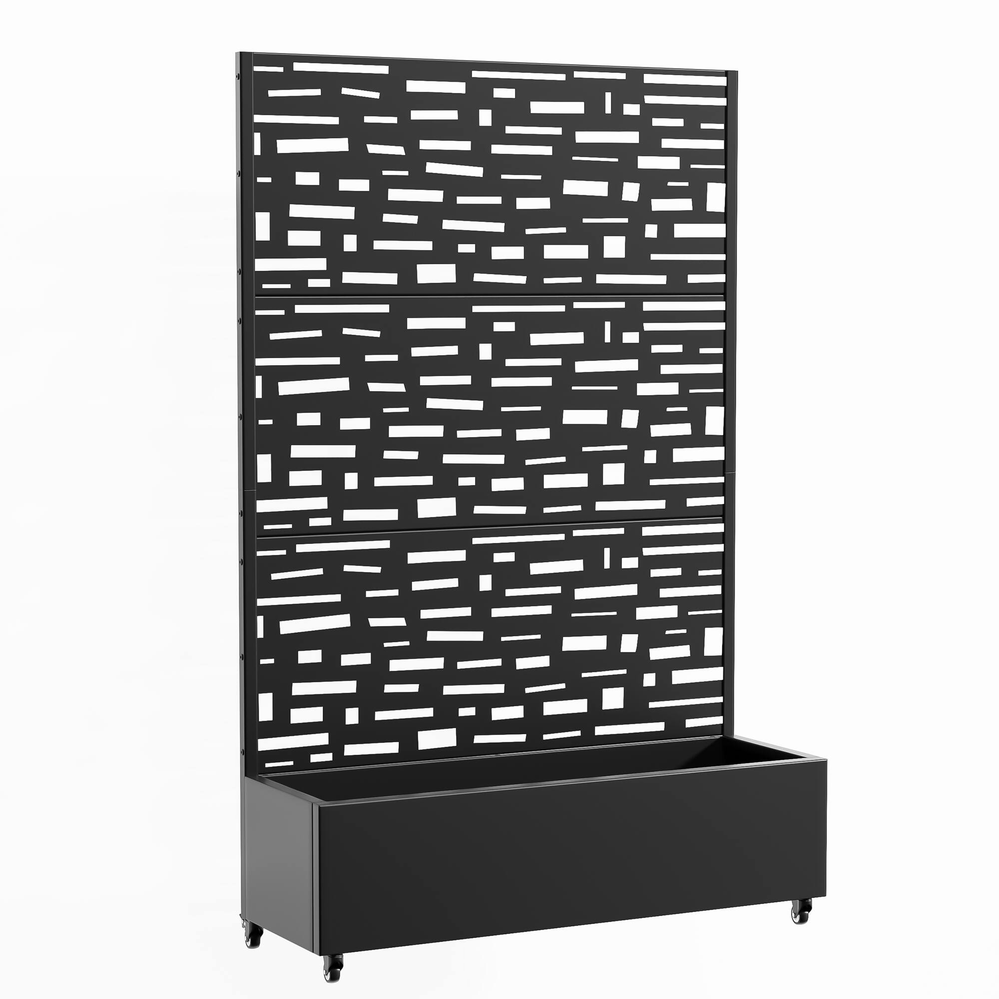 Angle. PexFix - 72 in. H x 47 in. W Gerald Pattern Rectangle Metal Planter Box Raised Garden Beds with Trellis-Ideal for Balcony - Black.