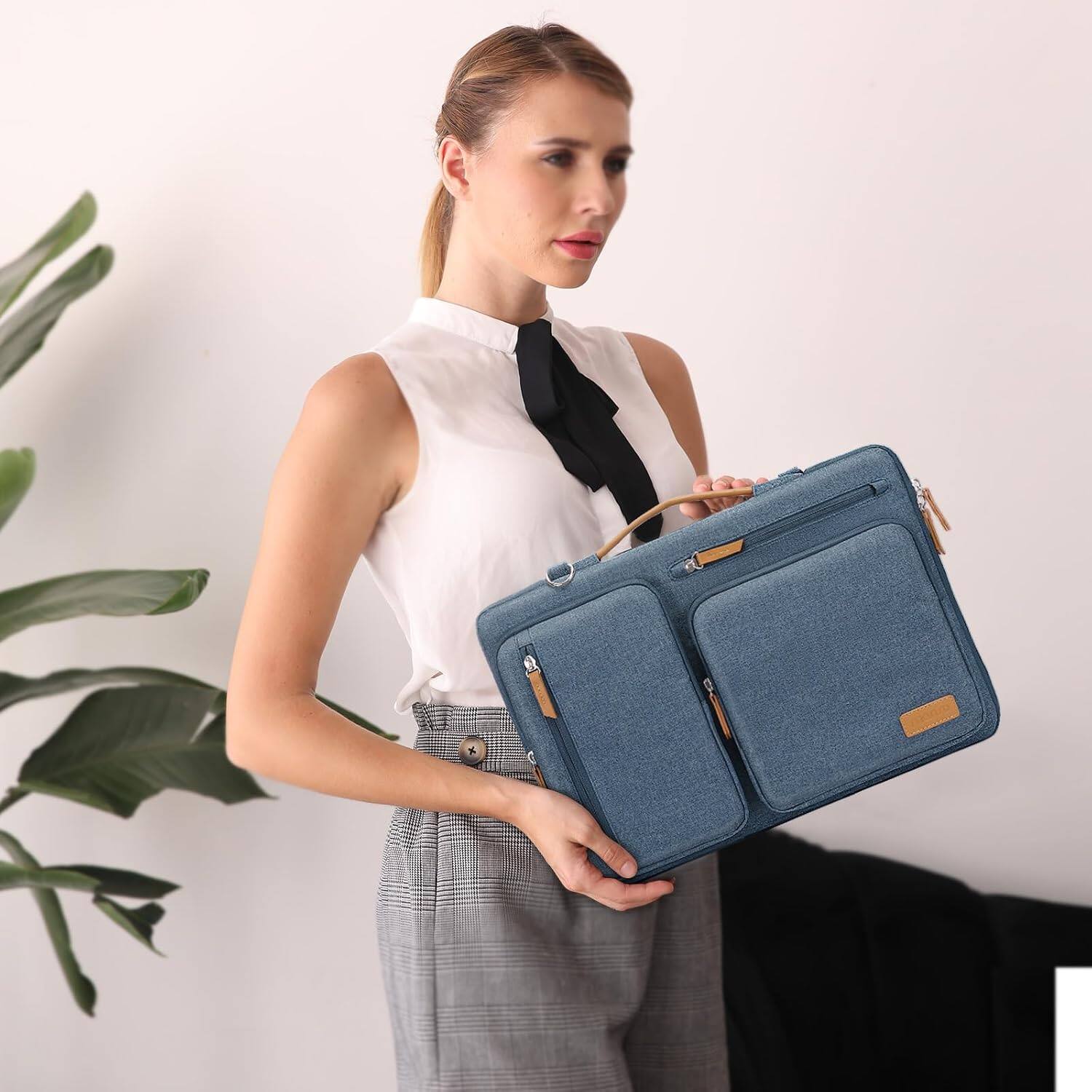 Angle. mosiso - 360 Protective Laptop Shoulder Bag 15-15.6 inch Computer Messenger Bag for MacBook Pro 16 inch HP Dell Lenovo Asus - Haze Blue.