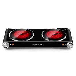 Techwood - 1800w Two Infrared Burners, Infrared Ceramic Stainless Steel Portable Electric Burner For Home Rvs Apartments - Black