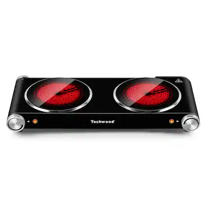 Front. Techwood - 1800w Two Infrared Burners, Infrared Ceramic Stainless Steel Portable Electric Burner For Home Rvs Apartments - Black.