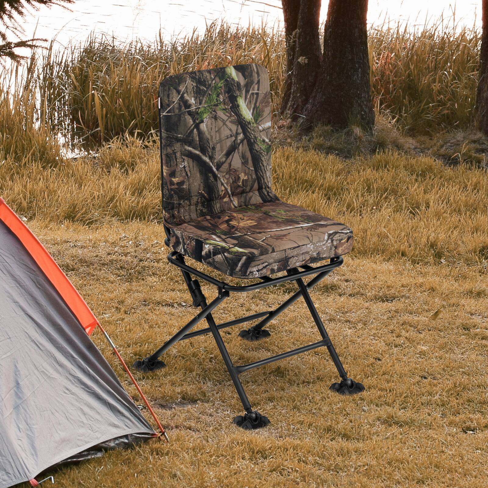 Alt View 2. Costway - Costway Folding Silent Swivel Blind 360°Swivel Hunting Chair w/All-terrain Foot Pads - Camouflage.