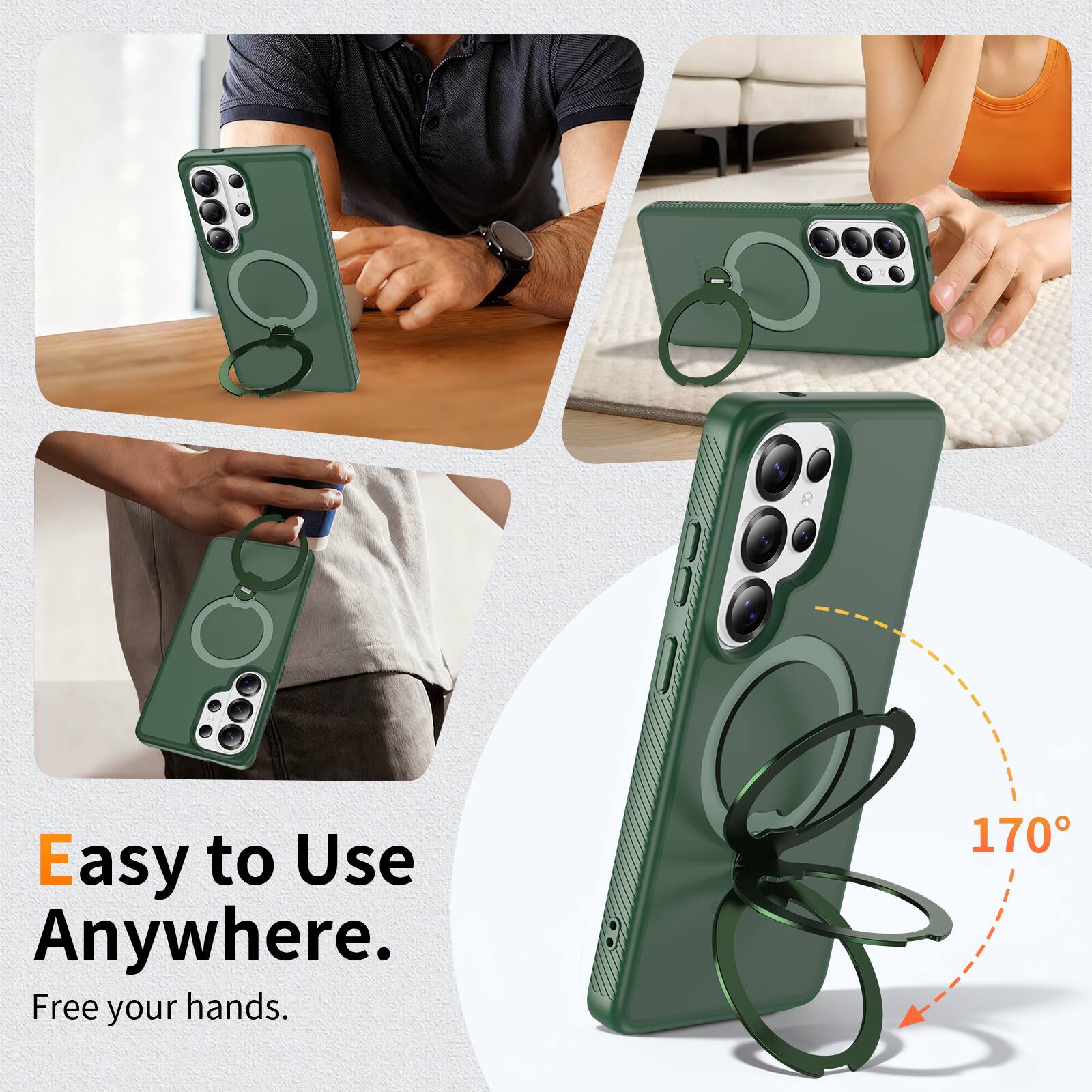 Easy to Use Anywhere.  
Free your hands.  
170°