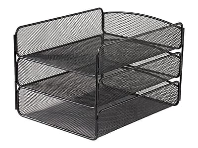 Safco - Onyx Triple Letter Tray Steel - Black