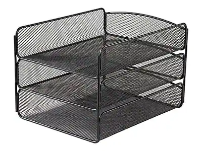 Front. Safco - Safco Onyx Triple Letter Tray, Black Steel (3271BL) - Black.